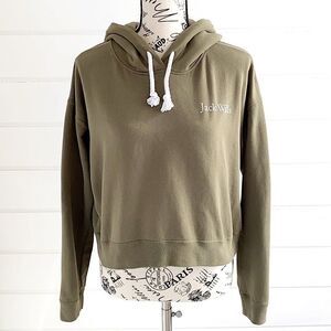 Jack Wills Olive Crop Hoodie Sweatshirt EUC 8